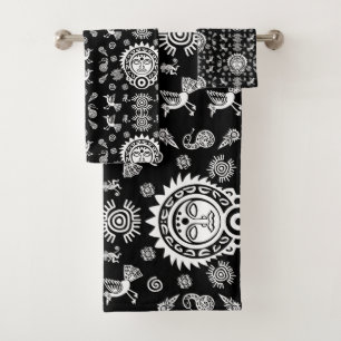 Mexican Aztec Art Wohngestaltung Badhandtuch Set