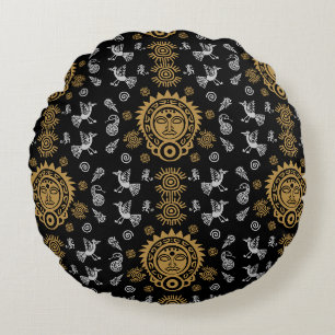 Mexican Aztec Art Wohngestaltung Rundes Kissen