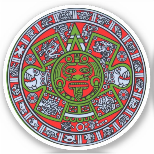 Mexican Aztec Calendar Sun Stone Hispanic Aufkleber (Vorderseite)