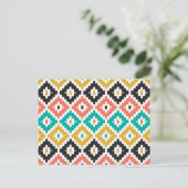 Mexican Aztec Tribal Print Ikat Diamond Muster Postkarte (Stehend Vorderseite)