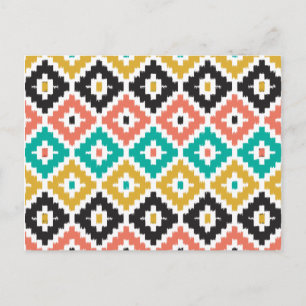 Mexican Aztec Tribal Print Ikat Diamond Muster Postkarte