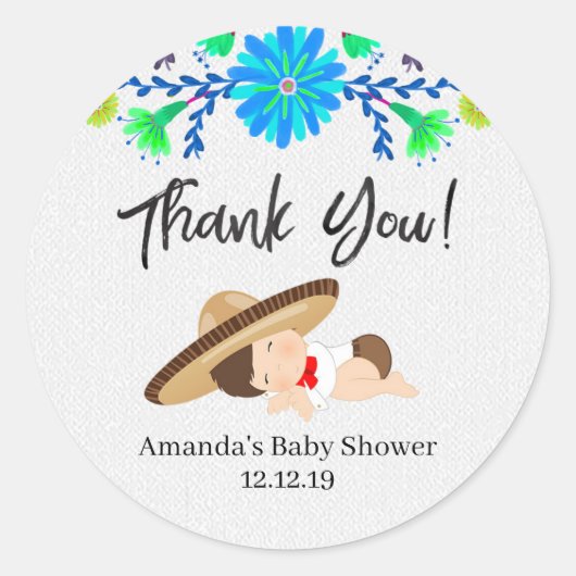 Mexican Baby Muchacho Vielen Dank Tag Runder Aufkleber (Vorderseite)