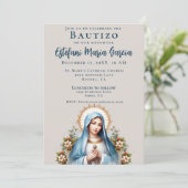Mexican Bautizo Virgen de Guadalupe Taufe Einladung (Stehend Vorderseite)