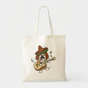 Mexican Beagle playing guitar Choose back color Tragetasche