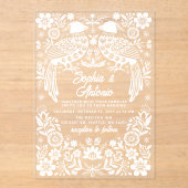 Mexican Birds Otomi Floral Fiesta Wedding Acryleinladungen (Vorderseite)