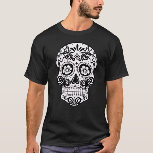Mexican Black and White Skull T-Shirt (Vorderseite)