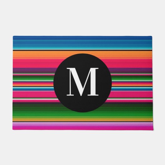 Mexican Blanket Fiesta Streifen Monogram Serape Fußmatte (Vorderseite)