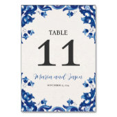 Mexican Blue Floral Elegant Fiesta Wedding Tischnummer (Vorderseite)