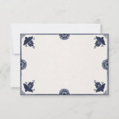 Mexican Blue Floral Otomi Simple Fiesta Wedding Save The Date (Rückseite)