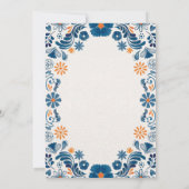 Mexican Blue Orange Floral Elegante Fiesta Wedding Einladung (Rückseite)