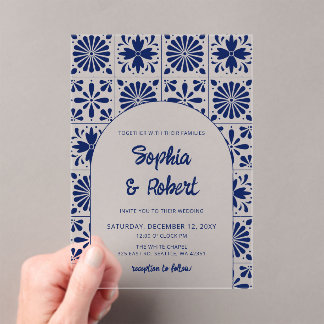 Mexican Blue Talavera Tiles Wedding Acryleinladungen