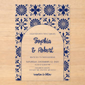 Mexican Blue Talavera Tiles Wedding Acryleinladungen (Vorderseite)