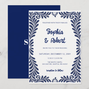 Mexican Blue Talavera Tiles Wedding Einladung