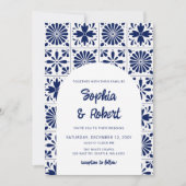 Mexican Blue Talavera Tiles Wedding Einladung (Vorderseite)