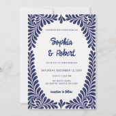 Mexican Blue Talavera Tiles Wedding Einladung (Vorderseite)