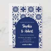 Mexican Blue Talavera Tiles Wedding Einladung (Vorderseite)