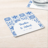 Mexican Blue Talavera Tiles Wedding Rechteckiger Pappuntersetzer (angewinkelt)