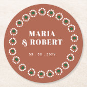 Mexican Boho Barro Runder Pappuntersetzer (Vorderseite)