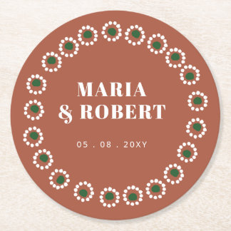 Mexican Boho Barro Runder Pappuntersetzer