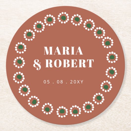 Mexican Boho Barro Runder Pappuntersetzer (Vorderseite)