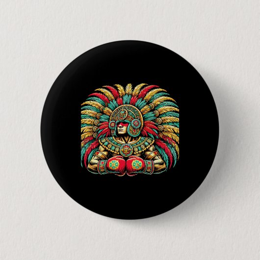 Mexican Boxing Aztec Warrior Design Button (Vorderseite)