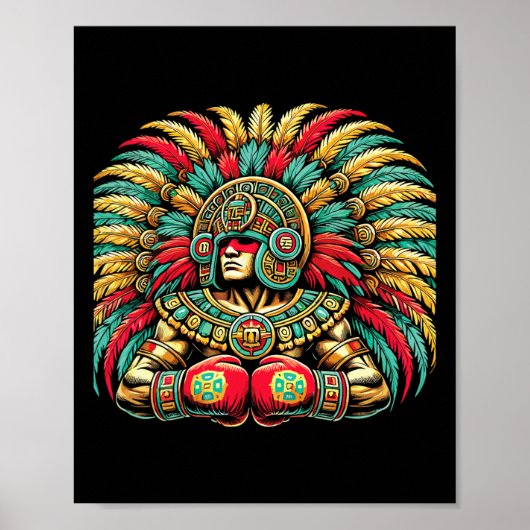 Mexican Boxing Aztec Warrior Design Poster (Vorne)