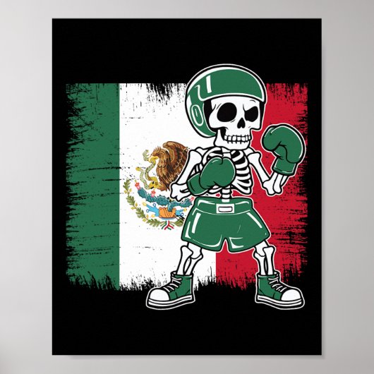Mexican Boxing Shirt Funny Skelett Poster (Vorne)