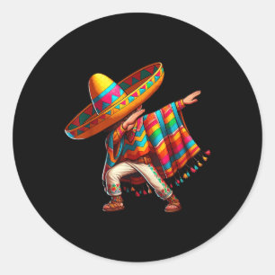Mexican Boy Dabbing Poncho Cinco De Mayo1 Runder Aufkleber