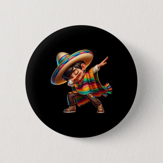 Mexican Boy Dabbing Poncho Cinco De Mayo 2 Button (Vorderseite)