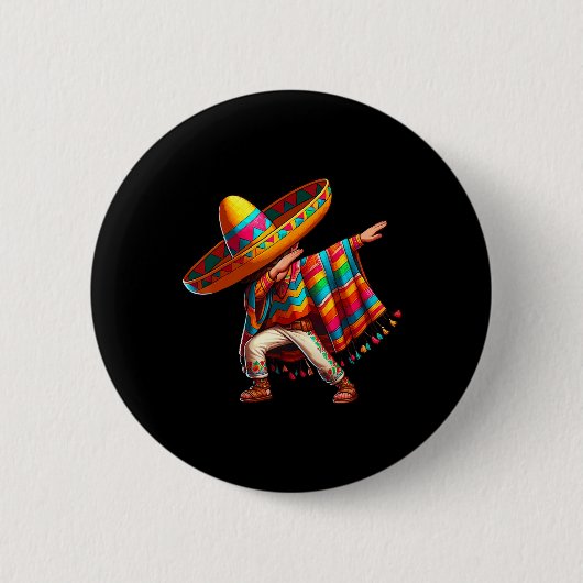 Mexican Boy Dabbing Poncho Cinco De Mayo 3 Button (Vorderseite)