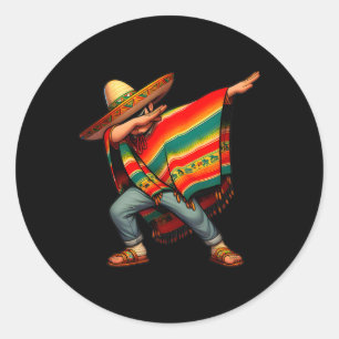 Mexican Boy Dabbing Poncho Cinco De Mayo 4 Runder Aufkleber