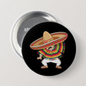 Mexican Boy Dabbing Poncho Cinco de Mayo Button (Vorne & Hinten)