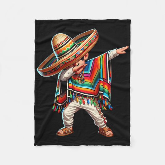 Mexican Boy Dabbing Poncho Cinco De Mayo Fleecedecke (Vorderseite)