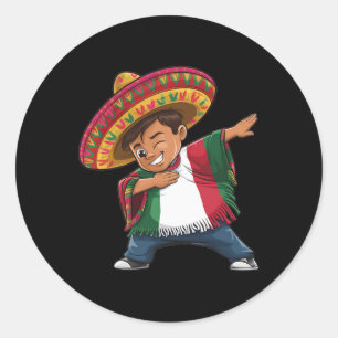 Mexican Boy Dabbing Poncho Fiesta Cinco De Mayo Runder Aufkleber