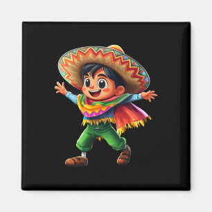 Mexican Boy Fiesta Poncho Cinco De Mayo Kids Celeb Magnet