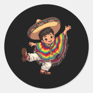 Mexican Boy Poncho Cinco De Mayo Outfit Mexican Bo Runder Aufkleber