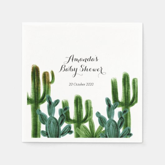 Mexican Cactus Baby Shower Paper Party Napkins Serviette (Vorderseite)