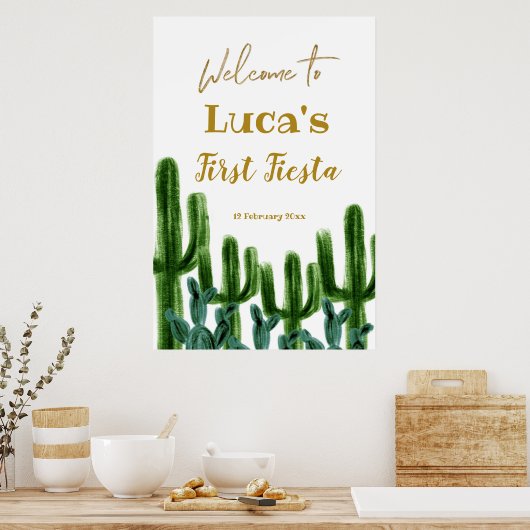 Mexican Cactus Birthday Willkommenszeichen Poster (Küche)