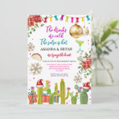Mexican Cactus Christmas Baubles Verlobung Fiesta Einladung (Stehend Vorderseite)