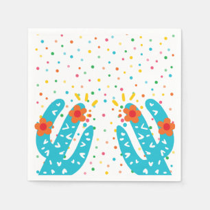 Mexican Cactus Colorful Polka Dot Birthday Serviette