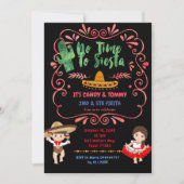 Mexican Cactus Fiesta Sibling Combined Birthday Einladung (Vorderseite)