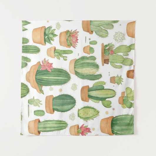 Mexican Cactus Oasis Wallpaper Wandteppich (Vorderseite (Horizontal))