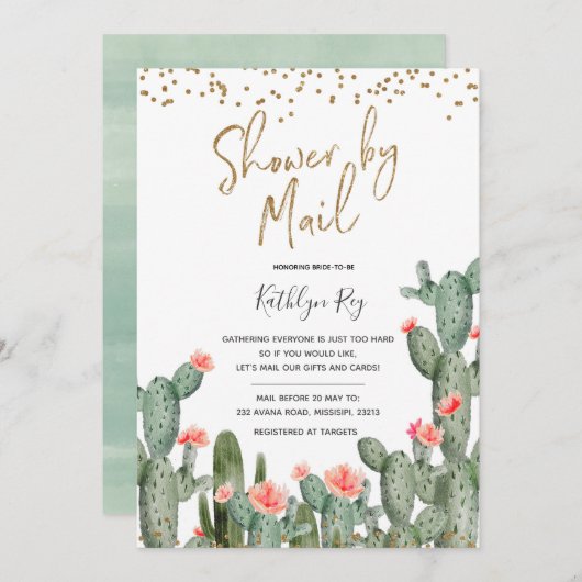 Mexican Cactus Shower by Mail Brautparty Einladung (Vorne/Hinten)