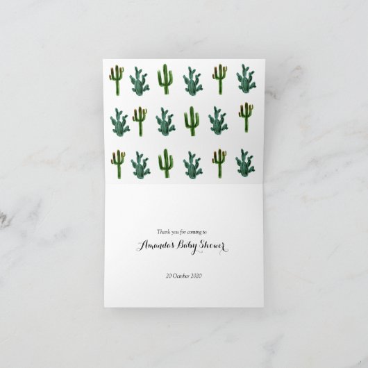 Mexican Cactus Themed Party Faltt Dankeschön Card Dankeskarte (Innenseite)