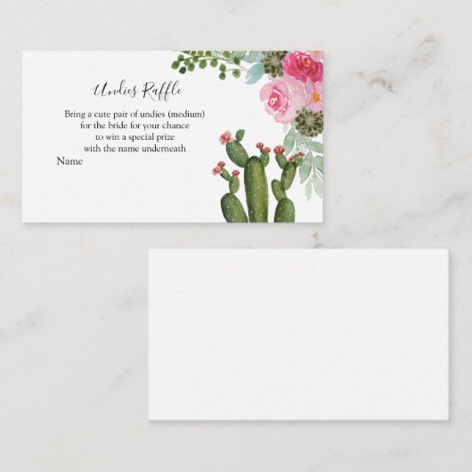 Mexican Cactus Undies Raffle Enclosure Card Begleitkarte (Vorne/Hinten)