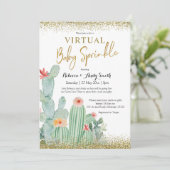 Mexican Cactus Virtual Baby Sprinkle Einladung (Stehend Vorderseite)