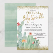 Mexican Cactus Virtual Baby Sprinkle Einladung (Vorne/Hinten)