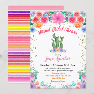 Mexican Cactus Virtual Bridal Shower Einladung