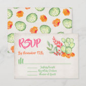 Mexican Cactus Wedding RSVP Response Cards Karte (Vorne/Hinten)