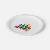 Mexican Calavera Santa Flower Sugar Skull Christma Pappteller (Schrägansicht)